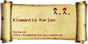 Klementis Karion névjegykártya